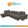 Sofá 7 Lugares de Canto Retrátil Reclinável Pillow Chaise D 3,60 X 2,20 M Sttilo Marrom513- Megasul - 4
