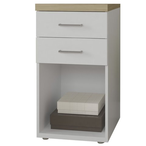 Gaveteiro Multiuso Tampo Tamburato 40cm Olmo Branco Tok Arty