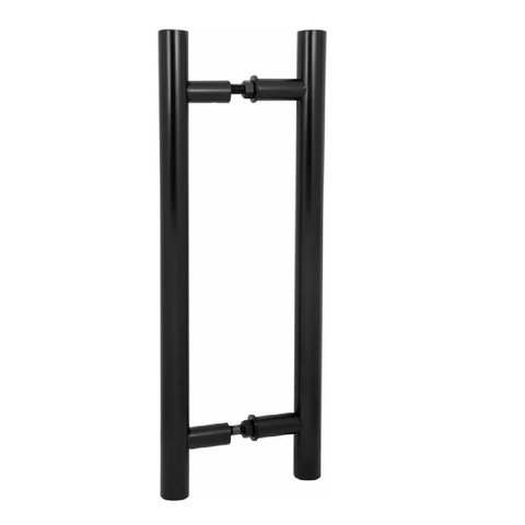 Puxador Duplo Alumínio Tubular 80cm Porta Pivotante Preto