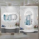 Ver mais imagens de Espelho Oval 40x80 cm Jateado LED 3 Cores Touch Moderno