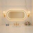 Ver imagem 3 de Espelho Oval 40x80 cm Jateado LED 3 Cores Touch Moderno