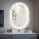 Ver imagem 2 de Espelho Oval 40x80 cm Jateado LED 3 Cores Touch Moderno