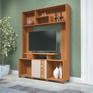 Estante Decorativo Mdp/mdf Porta com Dobradiças Laterais Jida Tv até 47 Pol Cinamomo/off White G26 -