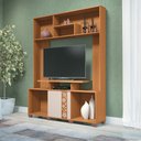 Ver imagem 1 de Estante Decorativo Mdp/mdf Porta com Dobradiças Laterais Jida Tv até 47 Pol Cinamomo/off White G26 -