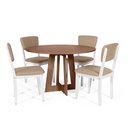 Ver imagem 1 de Mesa de Jantar Redonda Montreal Noronha com 4 Cadeiras Estofadas Ella Branco/marrom Claro