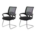 Ver imagem 1 de Kit 2 Cadeiras Escritório Basic Diretor Fixa Tela Mesh Preta Base Cromada
