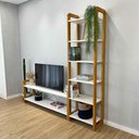 Ver imagem 2 de Rack TV com Estante Linea 141,5cm Madeira Pinus Branco e Nozes Artfactory Design 185,5cm