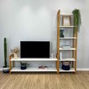 Ver imagem 7 de Rack TV com Estante Linea 141,5cm Madeira Pinus Branco e Nozes Artfactory Design 185,5cm