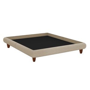 Cama King Japonesa 210cm Pés Madeira Haru Linho Bege - Sallar Home