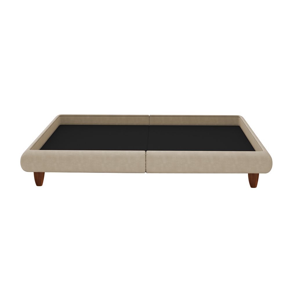 Cama King Japonesa 210cm Pés Madeira Haru Linho Bege - Sallar Home - 5