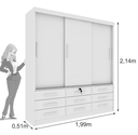 Ver imagem 3 de Guarda Roupa Chicago 3 Portas 9 Gavetas com Pés Móveis Tcil