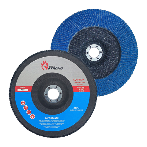 10 Discos Flap 7.1/2 180mm Grão 60 Óxido Alumínio Reto Grande Desbaste Ferro Madeira Esmerilhadeira