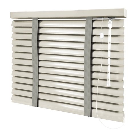 Persiana Horizontal - 1,80m Larg X 1,80m Alt - Alumínio 50mm com Fita Decorativa - Cor: Bege Claro -