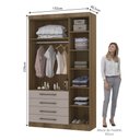 Ver imagem 3 de Guarda Roupa Modulado 132cm 3 Portas e 4 Gavetas Paris Luciane Móveis
