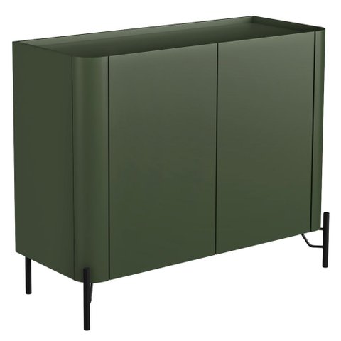 Aparador Buffet para Sala de Jantar 2 Portas Pés Industrial Preto Naim I03 Musgo - Lyam Decor