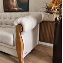 Ver imagem 5 de Sofá 3 Lugares Living Bege Capitonê com Pés de Madeira Adhara - Larbelle