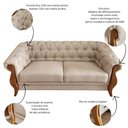 Ver imagem 6 de Sofá 3 Lugares Living Bege Capitonê com Pés de Madeira Adhara - Larbelle