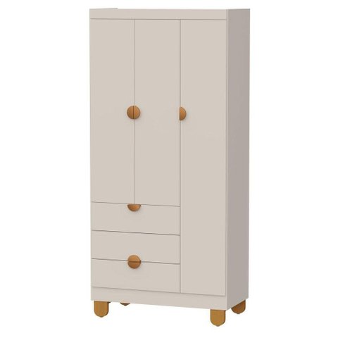 Guarda Roupa Infantil Apolo 3 Portas 3 Gavetas Areia Fosco - Reller