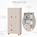 Ver imagem 3 de Guarda Roupa Infantil Apolo 3 Portas 3 Gavetas Areia Fosco - Reller