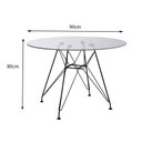 Ver imagem 3 de Mesa Jantar Eames de Ferro Preto Tampo Redondo 90cm Vidro 4 Cadeiras Pretas