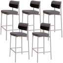 Ver imagem 1 de Kit 05 Banquetas Alta Bar Cozinha Sala de Jantar Aço Branco Kaira C01 Linho Cinza Courino Preto - Ly
