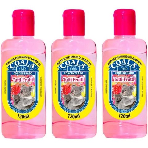 Kit 3 Desinfetante Concentrado de Ambiente Coala Tutti Frutti 120ml