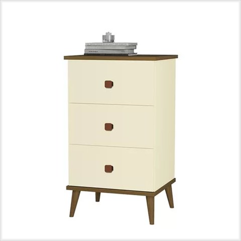 Mesa de Cabeceira Ravi C/ Gavetas Perola Freijo