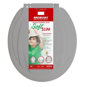 Tampa de Vaso Sanitário Mebuki Universal Oval Cinza