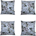 Ver imagem 1 de Kit 4 Capas de Almofada Impermeável Estampa Digital 100% Algodão Flor Branca Fundo Bege 43CMX43CM