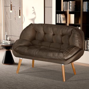 Namoradeira Sênior Decorativa P Recepção Consultório Suede:marrom Suede