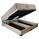 Ver imagem 2 de Cama Box Baú Casal Bipartido Sintético + Colchão Ortobom Airtech Molas Ensacadas 65x138x188 Bege
