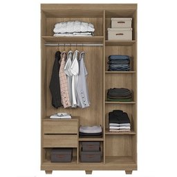 Guarda Roupa Lion 3 Portas 2 Gavetas com Pés - Lanza:Noce Bronze - 2