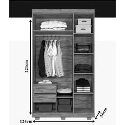 Guarda Roupa Lion 3 Portas 2 Gavetas com Pés - Lanza:Noce Bronze - 3