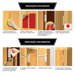Fecho Magnetico Ima Inox Trava Fecha Armario Gaveta 8 Peças Porta Janela Forte Resistente Ultrafino  - 7