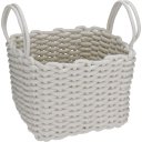 Ver imagem 2 de Jogo 2 Peças Cesta Organizadora Decorativa Home&co Tecido Branco - G:31x27x27 P:26x21x21 Cm