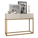 Ver imagem 3 de Aparador Buffet Pequeno com Pés de Ferro Dourado Eros 90cm Off White Acabamento Brilhante