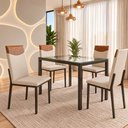 Ver imagem 1 de Kit de 2 Cadeiras Estofada para Mesa Jantar Cozinha Moderna - Bege
