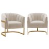 Kit 2 Poltronas de Ativas Sala de Estar Mavie Base de Ferro Dourado Linho Móveis Bege - 2