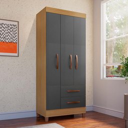 Guarda Roupa Solteiro Ambiente Prime 3 Portas Carvalho Americano Grafite Eco - Incorplac - 1 Guarda Roupa Solteiro Ambiente Prime 3 Portas Carvalho Americano Grafite Eco - Incorplac - 1