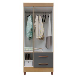 Guarda Roupa Solteiro Ambiente Prime 3 Portas Carvalho Americano Grafite Eco - Incorplac - 4 Guarda Roupa Solteiro Ambiente Prime 3 Portas Carvalho Americano Grafite Eco - Incorplac - 4