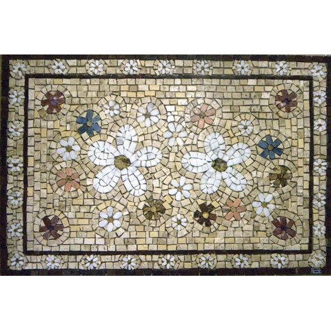 Mandala Mosaico Floral Festoni In Fiori Bianchi I 80x120cm