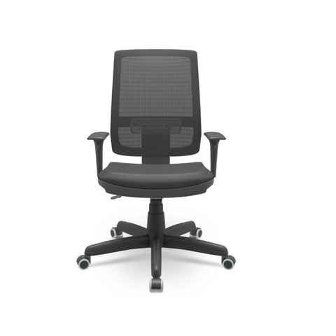 Cadeira Brizza Presidente Plaxmetal Tela Preta Base Standard Mecanismo Back System Assento Vinil Pre