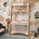 Ver imagem 1 de Estante Escrivaninha Simba Rosa Fosco com Pés Amadeirado - Reller Móveis