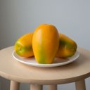 Ver imagem 4 de Conjunto 8 Frutas Artificiais Mamão Cenográfico Vitrine, Loja, Estúdio e Cenário Composição Visual