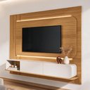 Ver imagem 1 de Painel para TV 75 pol com Bancada Suspensa e LED Legend B01 Cinamomo Off White - Lyam Decor
