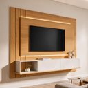 Ver imagem 4 de Painel para TV 75 pol com Bancada Suspensa e LED Legend B01 Cinamomo Off White - Lyam Decor