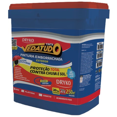 Tinta Emborrachada Veda Tudo Grafite 20kg - Dryko Tinta Emborrachada 20kg Vedatudo Grafite