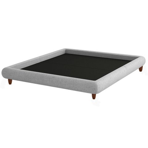 Cama Casal Base Box Pés Madeira 156cm Emma Linho Cinza Claro - Nexta Casa