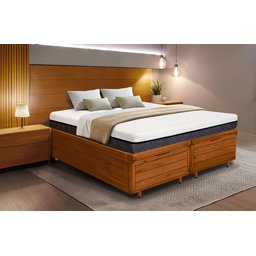 Cama Box Baú Rústica King Size Bipartida Serenelife - Imbuia - 2