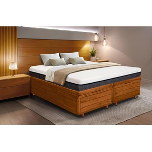 Cama Box Baú Rústica King Size Bipartida Serenelife - Imbuia